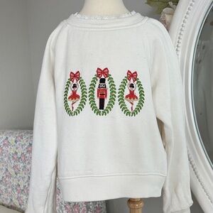 Girl Sweatshirt with Festive Embroidery
